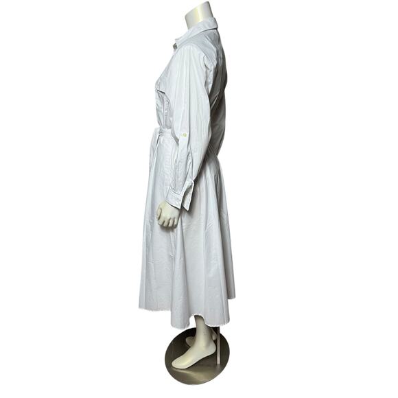 Ms. Chaus White Cotton Blend Shirt Dress Utility Style Midi with Belt Size 14 - Picture 4 of 11